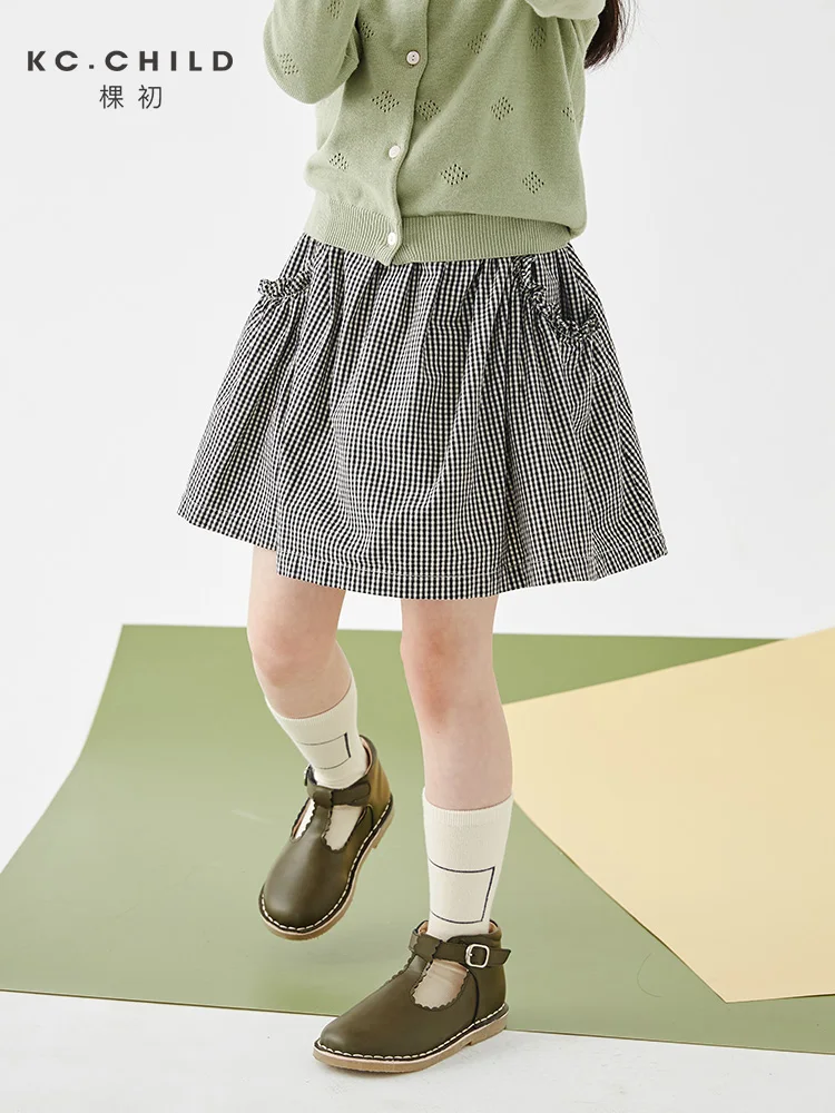

KC.Child Girl's Skirt Toddlers Babys Skirt Spring Summer A-line Blue Ribbon Bow Navy Style Cotton Teens Skirt Age 2-12Y