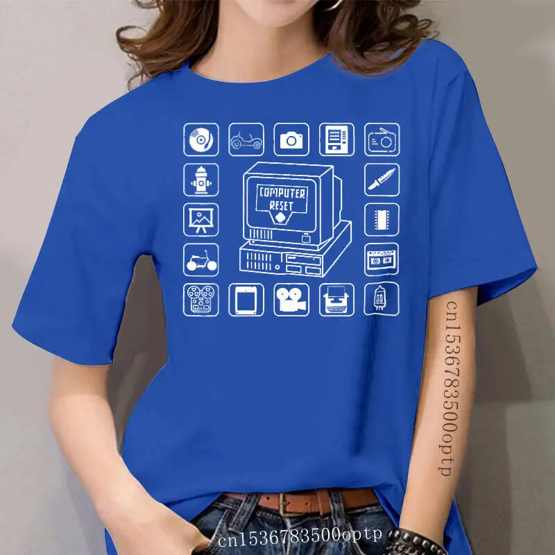 

women Funny T Shirt Fashion tshirt Computer Reset Finds Plus Women t-shirt