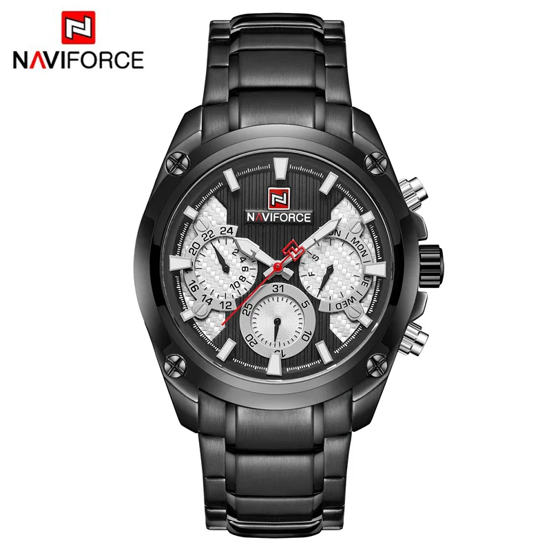 NAVIFORCE мужские наручные часы модные спортивные мужские часы лучший бренд класса люкс военные армейские деловые кварцевые мужские часы из нержавеющей стали 9113 - Цвет: NA911305 without box