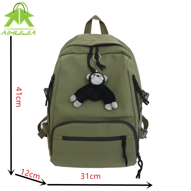 

Fashion Unisex Solid Color Multifunction Backpack High Capacity Student School Bags New Nylon Leisure Travel Women Shoulder Bag