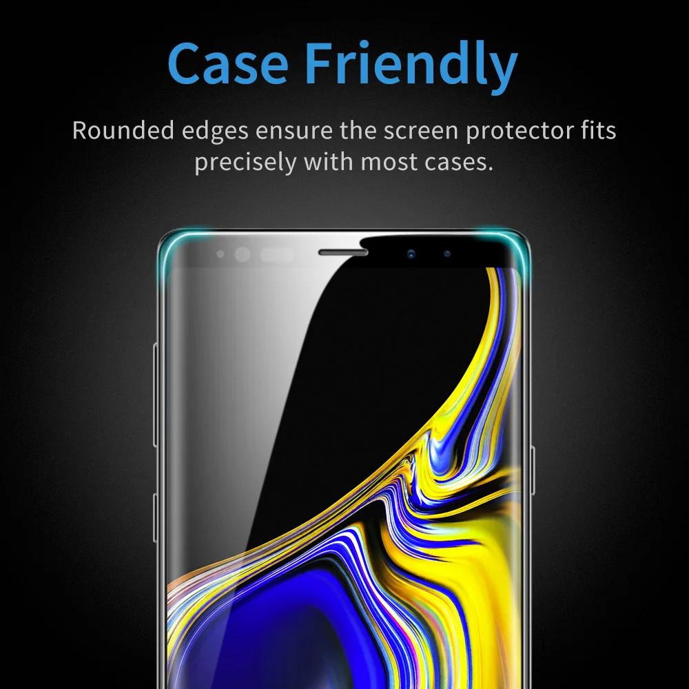 esr 2pcs tempered glass for samsung galaxy note 9 screen protector 9h 3d curved full cover glass film for samsung note 9 free global shipping