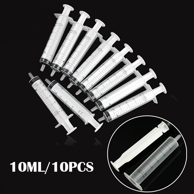 

10PC 10ML Plastic No Needle Syringe Measuring Cubs Nutrients Syringe For Injectors Ink Cartridge Pets Cat Feeders