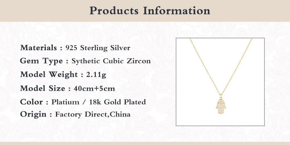 

Palm Patten Necklace 925 Sterling Silver Gold Silver Color Necklace 2020 New Fashion Necklaces Cosmetic Accessories For Women