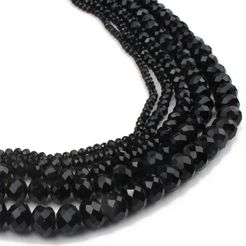 Черные Австрийские хрустальные бусины граненые круглые разделители для