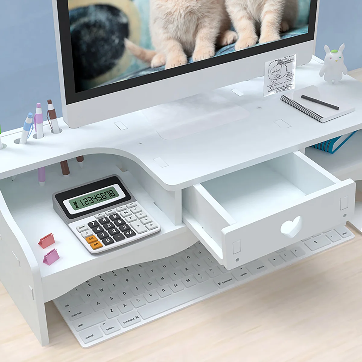 Computer Monitor PC Riser Stand Desktop Tablet Holder Laptop Desk Screen Shelf with Drawer Storage Rack Organizer | Компьютеры и офис