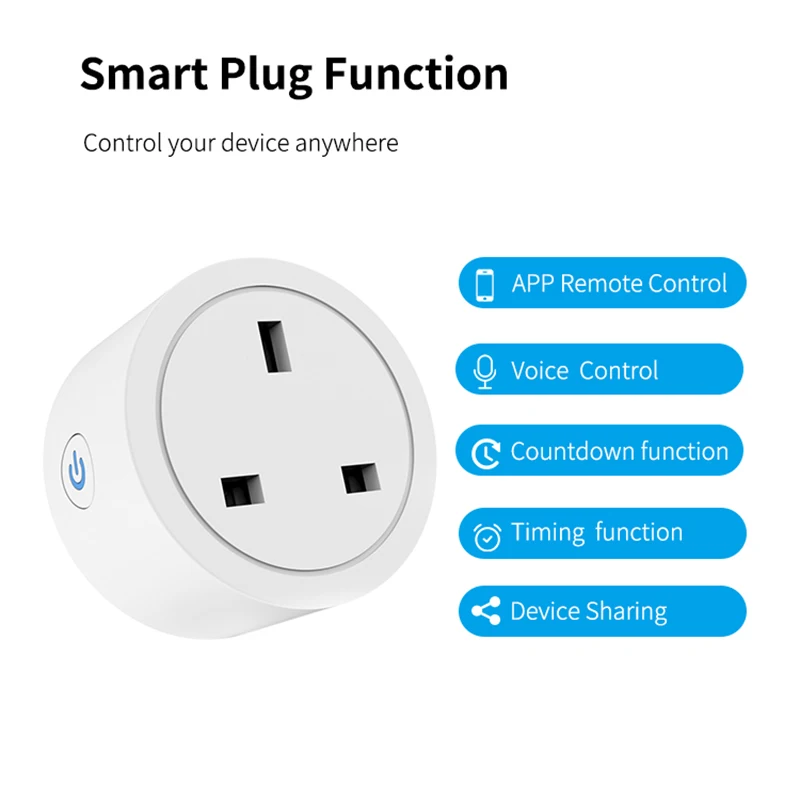 Tuya Smart Plug Wi-Fi розетка UK 16A Мощность монитор приложение пульт дистанционного