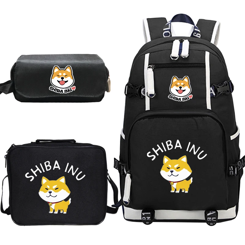 Рюкзак Mochila Shiba Inu 3 шт./компл. школьные ранцы для девочек подростков сумка ланча