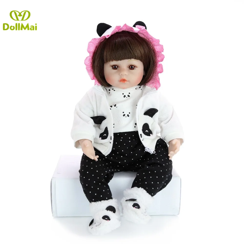 19 &quot48 см куклы bebes Reborn хлопковые силиконовые виниловые reborn baby с пандой магнитная