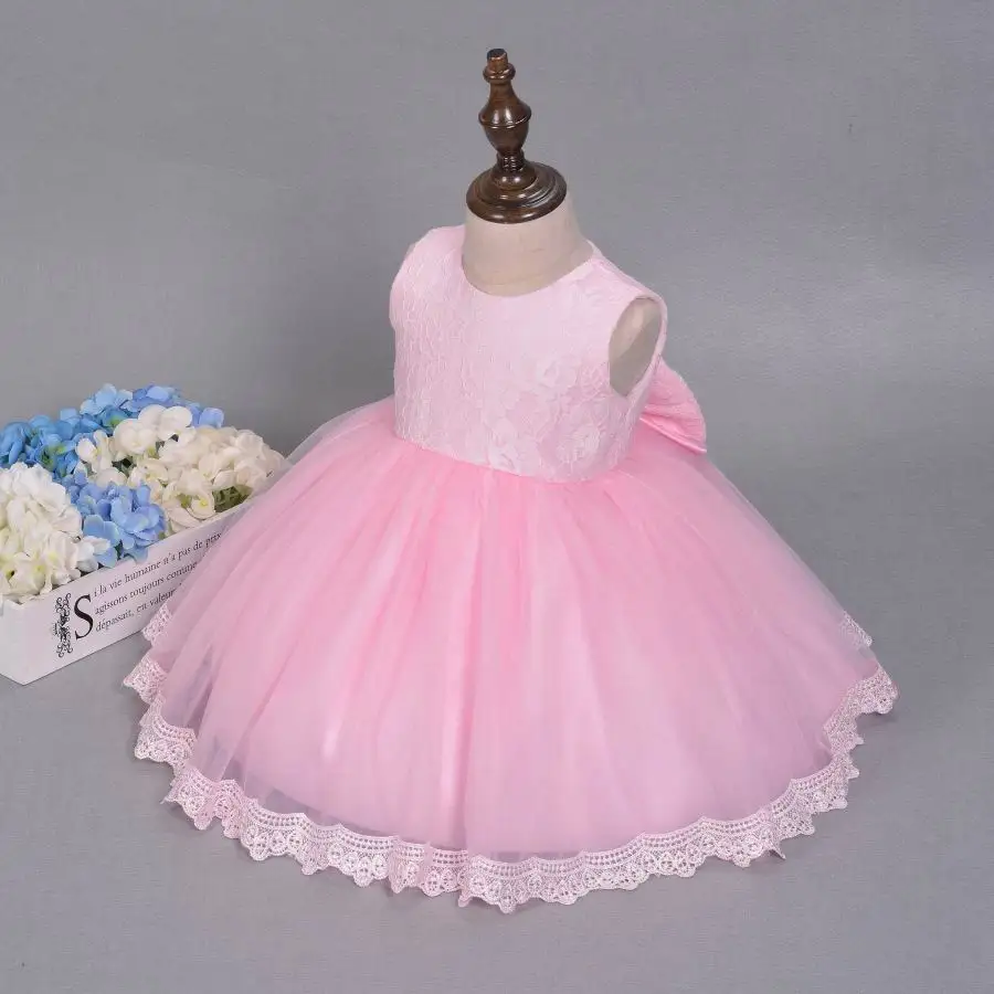 

Girl Party Dress Big Bow Lace Sleeveless Baby Princess Dress Kids Performance Clothes 0-18M E611