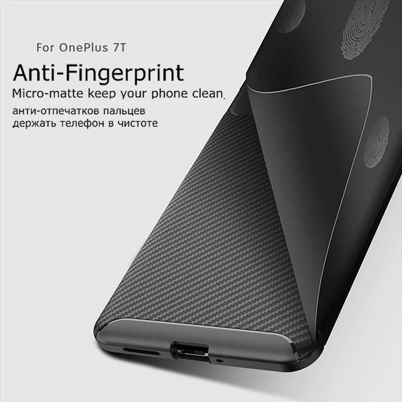 Чехол для Oneplus 7 T Pro из углеродного волокна мягкая Противоударная задняя крышка One