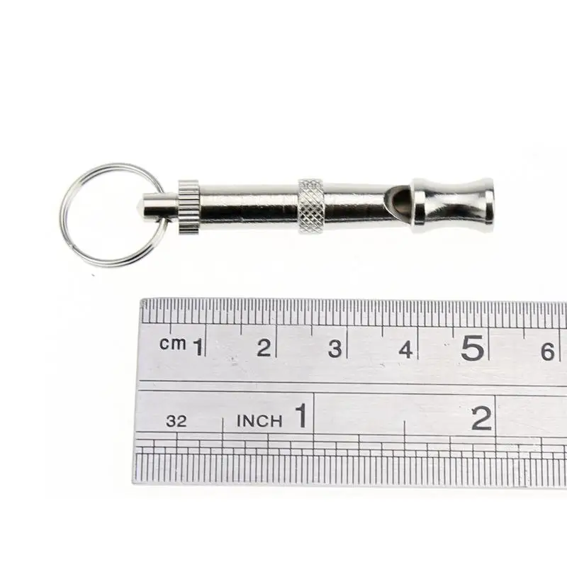 

1set Metal Dog Puppy Whistle Ultrasonic Adjustable Sound Key Training Sound Whistle Sound With Keychain For Dog Pet