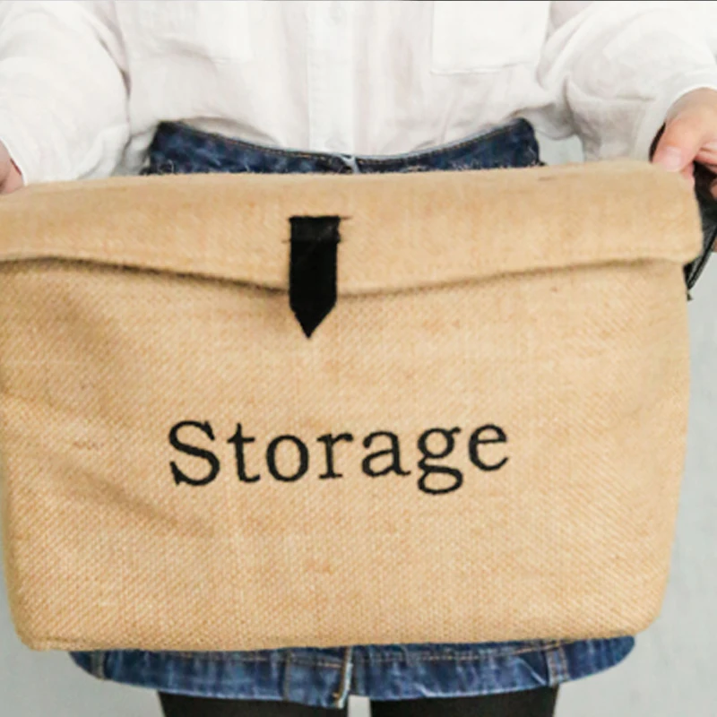 Складная Ретро хлопковая льняная квадратная коробка для хранения одежды носок