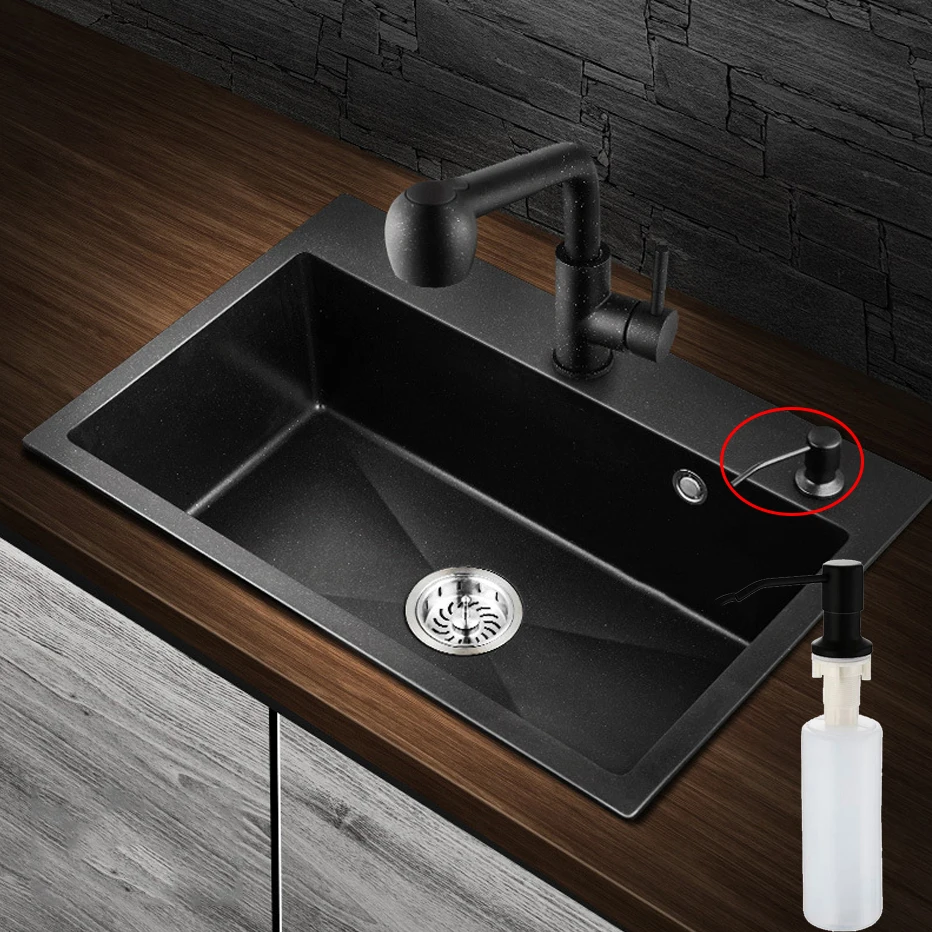 

Black For Kitchen Sink Liquid Soap Lotion Dispenser Pumps 300ml Manually Press Organize Bottle Stainless Steel Head