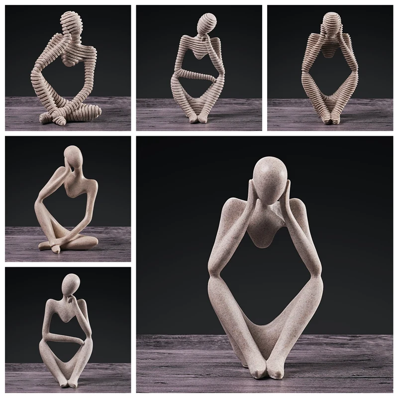 

1PC European Character Creative Sculpture Thinker Decoration Entrance Wine Cabinet Office Desktop Crafts Art Decorations