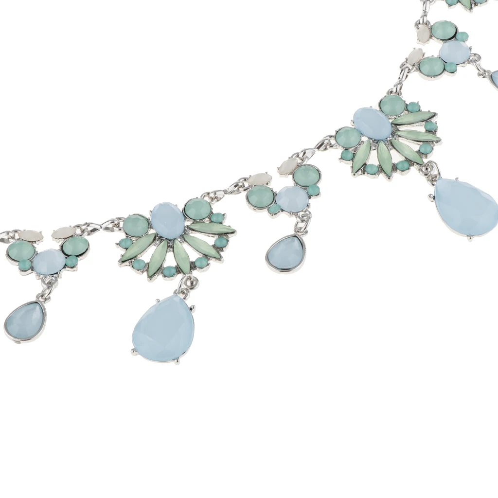 

Silver Rhinestone Waist Chain Belts Floral Tassel Belt for Woman Dress Decoration