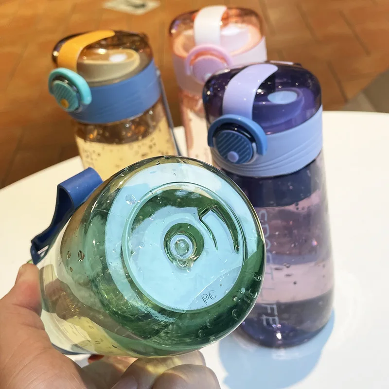

Simple and creative go out portable water cup cute personality with filter mesh high-value sports plastic cup for men and women