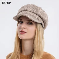 uspop autumn caps women british style octagonal hats newsboy cap visor cap