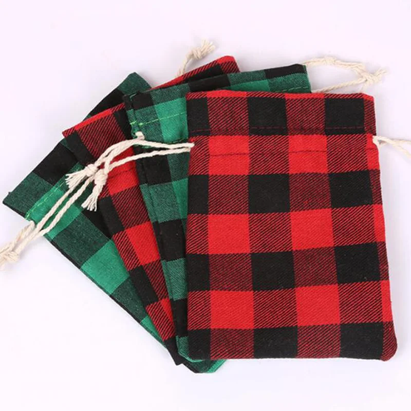 Bolsas de algod&oacute;n con cord&oacute;n, embalaje de joyas, regalo de Navidad, Navidad, 10x14cm, 200 Uds.-2