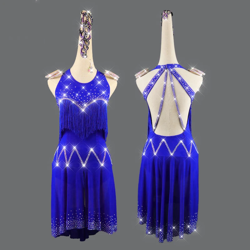

New style latin dance costume spandex tassel stones latin dance dress for women latin dance competition dresses 2xs-6xl