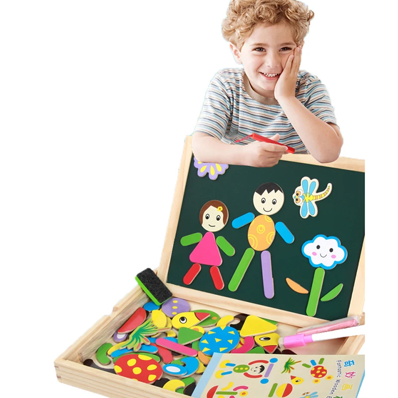 Magnetic Drawing Board children Wooden puzzle 4 styles Box pre-school Educational kids Toys Gift free shipping | Игрушки и хобби