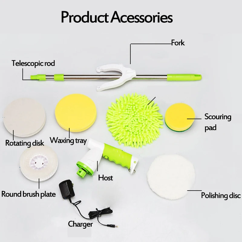 

Electric Turbo Scrubber Brush Multi Cordless Floor Scrubber Rechargeable Cleaning Brush with 3 Replaceable Brush