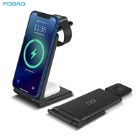 fdgao 15w qi wireless charger stand 3 in 1 fast charging station for iphone 13 12 11 xs xr x 8 apple watch 6 5 4 3 2 airpods pro