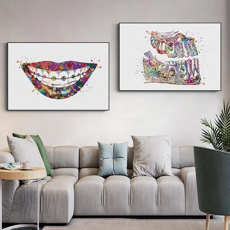 

Home Decoration Canvas Painting Dental Teeth Anatomy Tooth Row Medical Teeth Roots Modular Poster Nordic Wall Artwork HD Printed