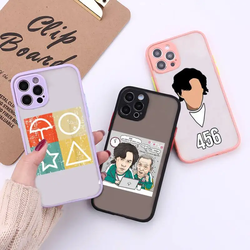 

Squid Game 456 Round Six Phone Case For iPhone 12 11 Mini Pro XR XS Max 7 8 Plus X Matte transparent Back Cover