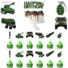 Камуфляжная тема, украшение для маленьких мальчиков, детский Топпер для торта С Днем Рождения, флаг для капкейков, военная тема, товары для творчества