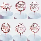 Новинка, креативный розовый Золотой Топпер для торта на день рождения, акриловые топперы для торта на день рождения, украшение для торта, флаг для кексов, товары для вечеринок