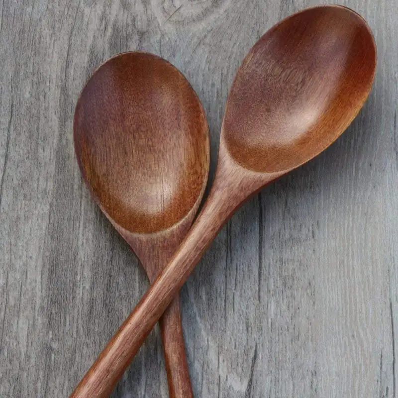 

Hot Wooden Spoons, 6 Pieces Wood Soup Spoons for Eating Mixing Stirring Cooking, Long Handle Spoon with Japanese Style Kitchen U
