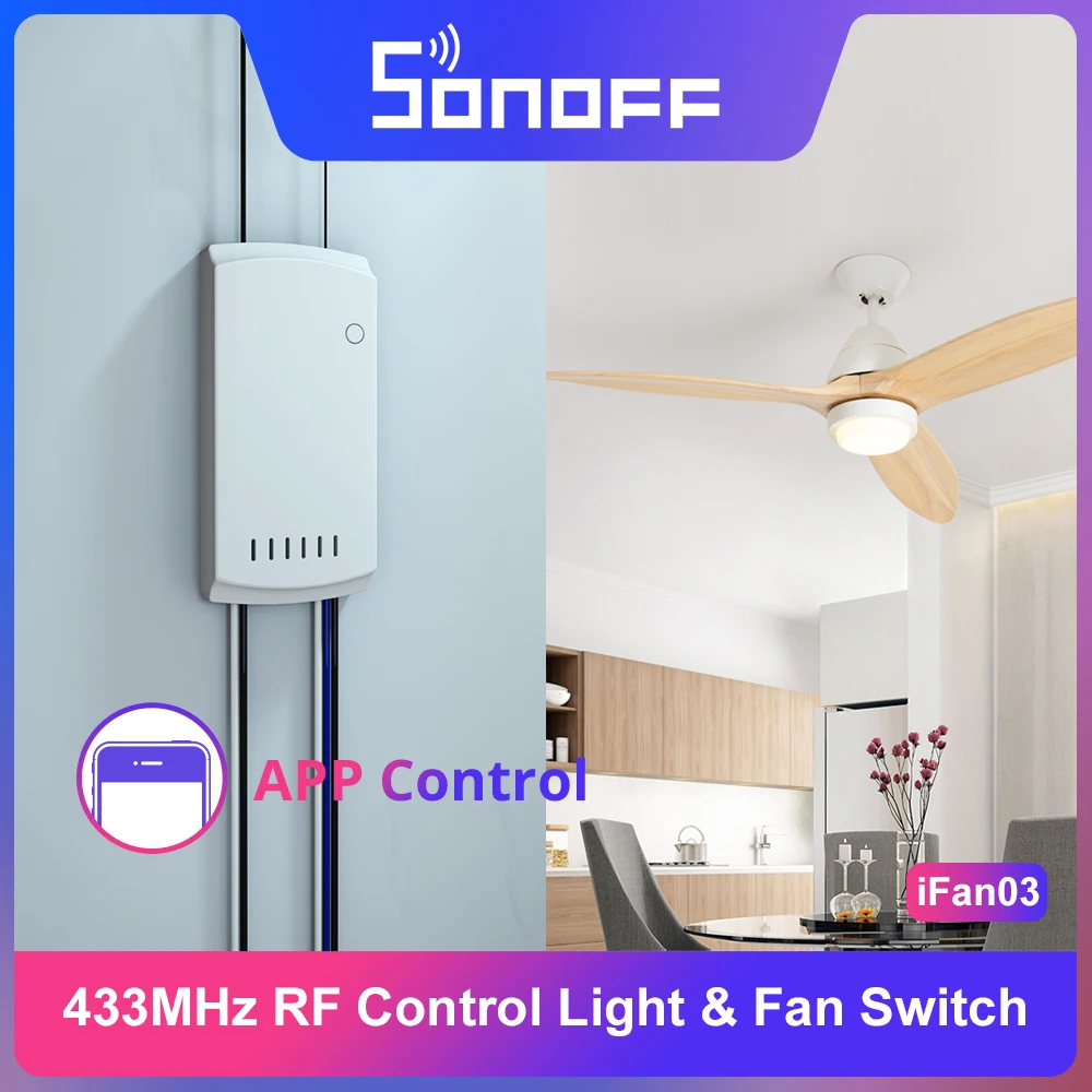 Itead Sonoff iFan03 433 мгц радиочастотный переключатель вентилятора с дистанционным