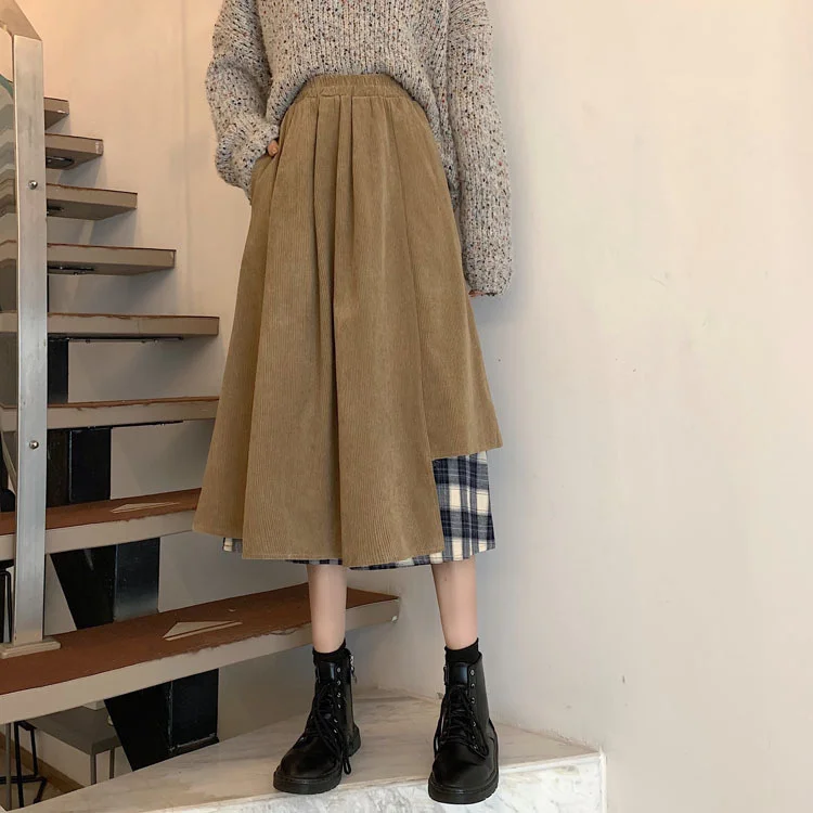 

Экономичная юбка на осень и зиму, новый вельветовый шов в Корейском стиле