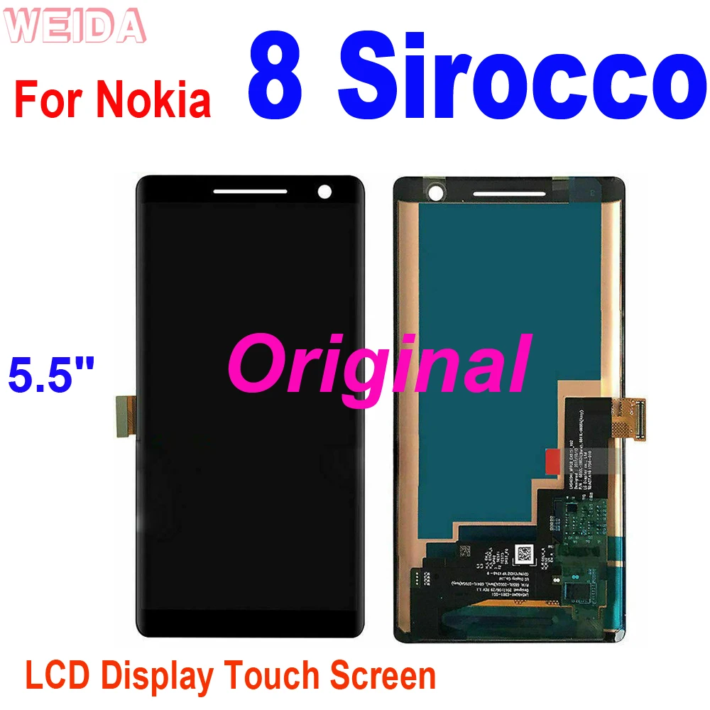 

5,5 "Оригинальный ЖК-дисплей для Nokia 8 S Nokia8 Sirocco, ЖК-дисплей, сенсорный экран, дигитайзер в сборе для Nokia 8 Sirocco LCD 2560x1440