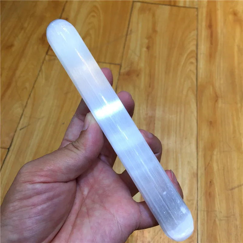 Цилиндрический массажный инструмент из натурального белого камня селенита | Дом