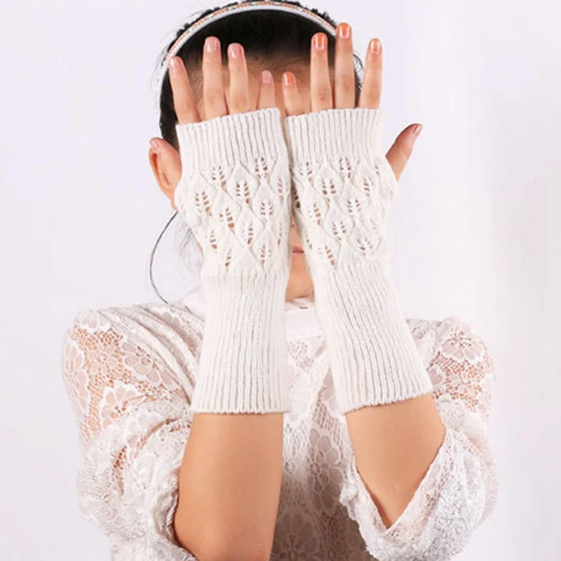 

Women Stylish Hand Warmer Winter Gloves Arm Crochet Knitting Faux Wool Mitten Warm Fingerless Glove Gants Femme
