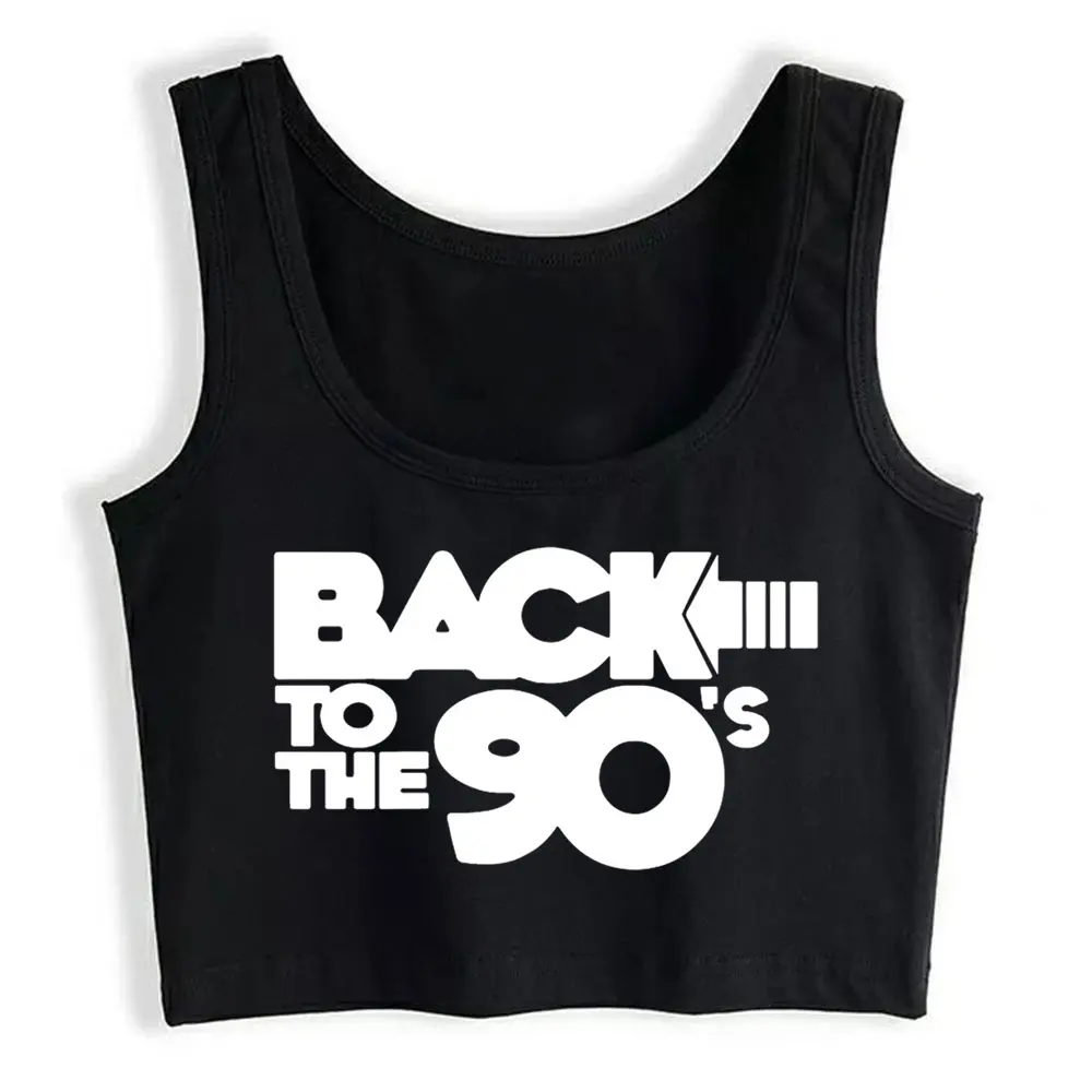 

Boho Crop Top Back To The 90s Comic Black Print Sexy Streetwear Womens Tops blusas mujer de moda 2021 verano Gym Tank Top Women