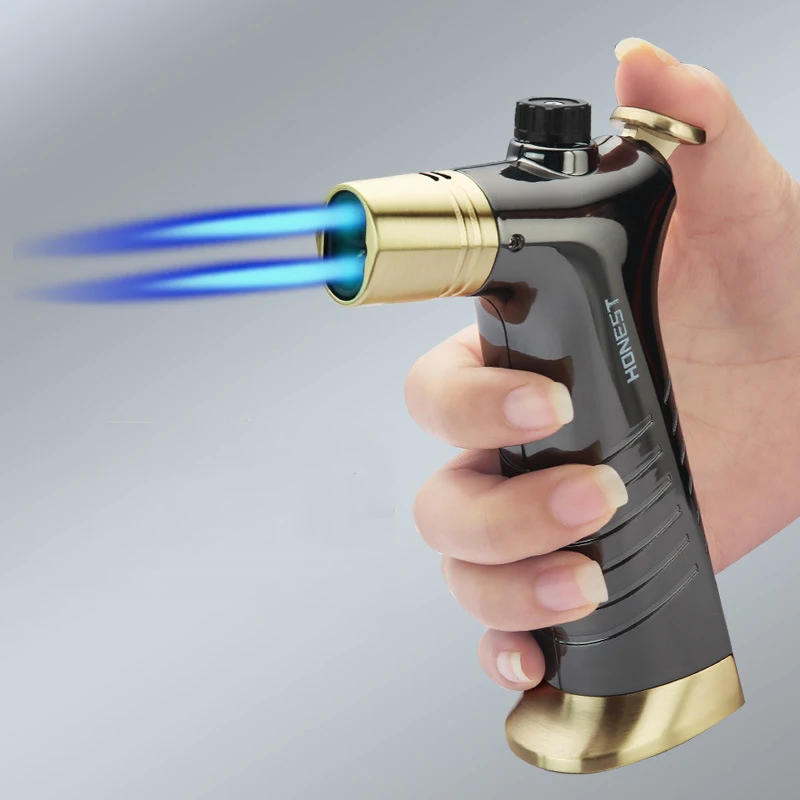 wholesale metal windproof two turbo gas lighters kitchen bbq cooking candle jewelry welding cigarettes lighters gadgets for men free global shipping