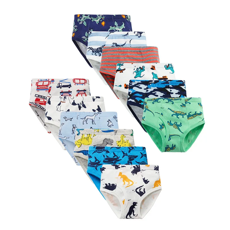 

3pcs Per Pack Boys Panties Cotton Dinosaur Animal Print Student Underpant Teen Boxer Shorts Underwear for Puberty Boys Panties