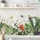 Съемные настенные наклейки с травой и листьями, сделай сам для гостиной, спальни, птицы, настенные наклейки, подстилка, домашний декор