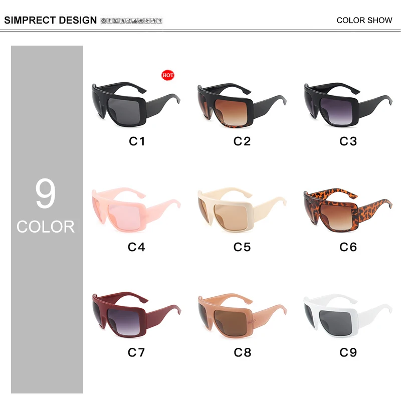 

SIMPRECT Oversized Sunglasses Women 2021 Fashion Windproof Square Sun Glasses Men Big Frame UV400 Vintage Shades For Women