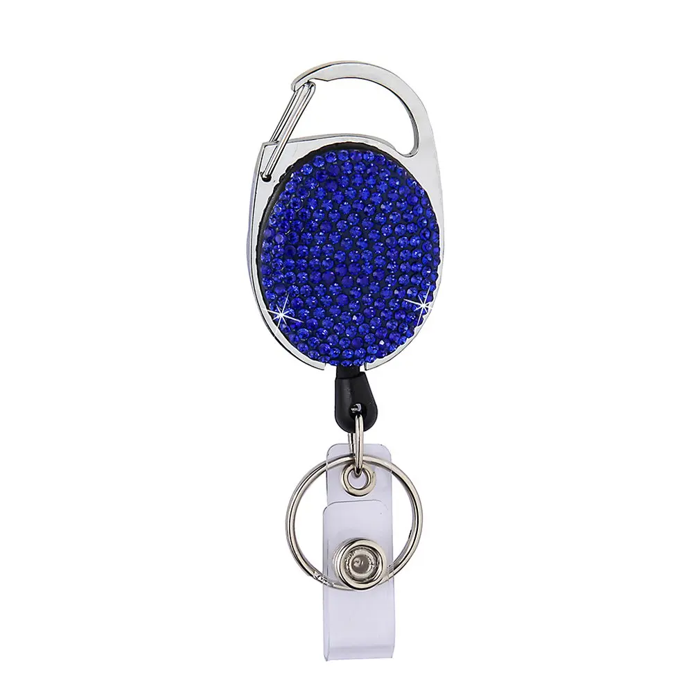 

Telescopic Full-Diamond Oval Easy-Pull Button Badge Hanging Badge strong pulling force Zipper for hanging keys 1 pcs