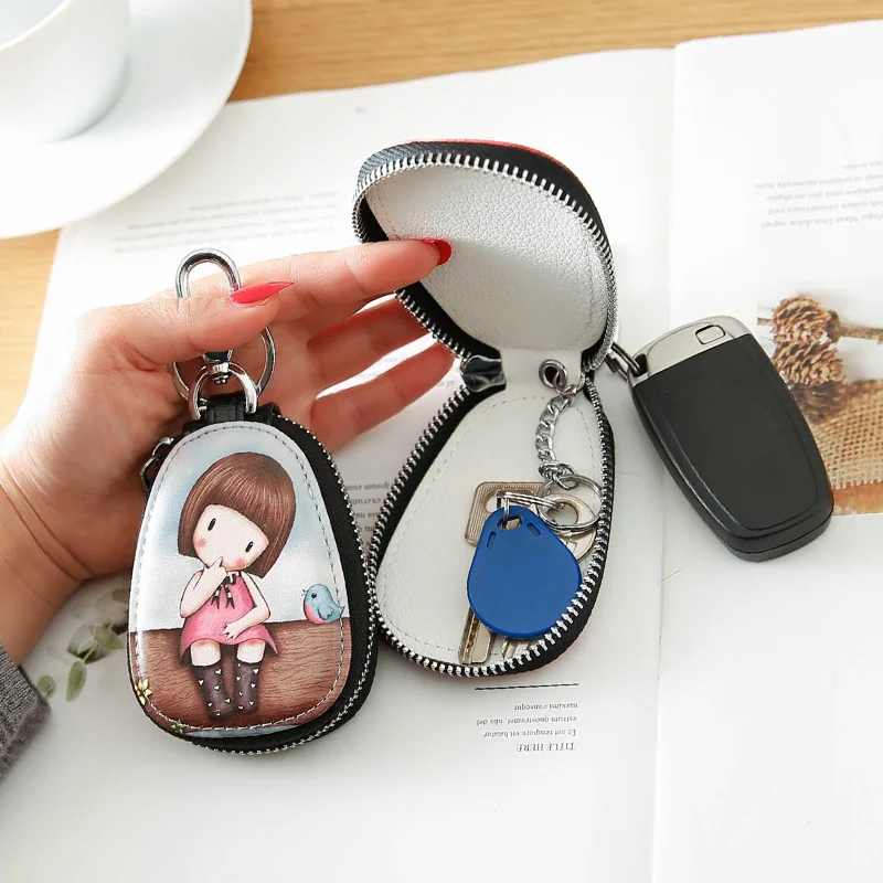 

Милый чехол для ключей из искусственной кожи для автомобиля, Модный чехол для ключей для девочек, держатель для ключей на сумку, автомобильн...