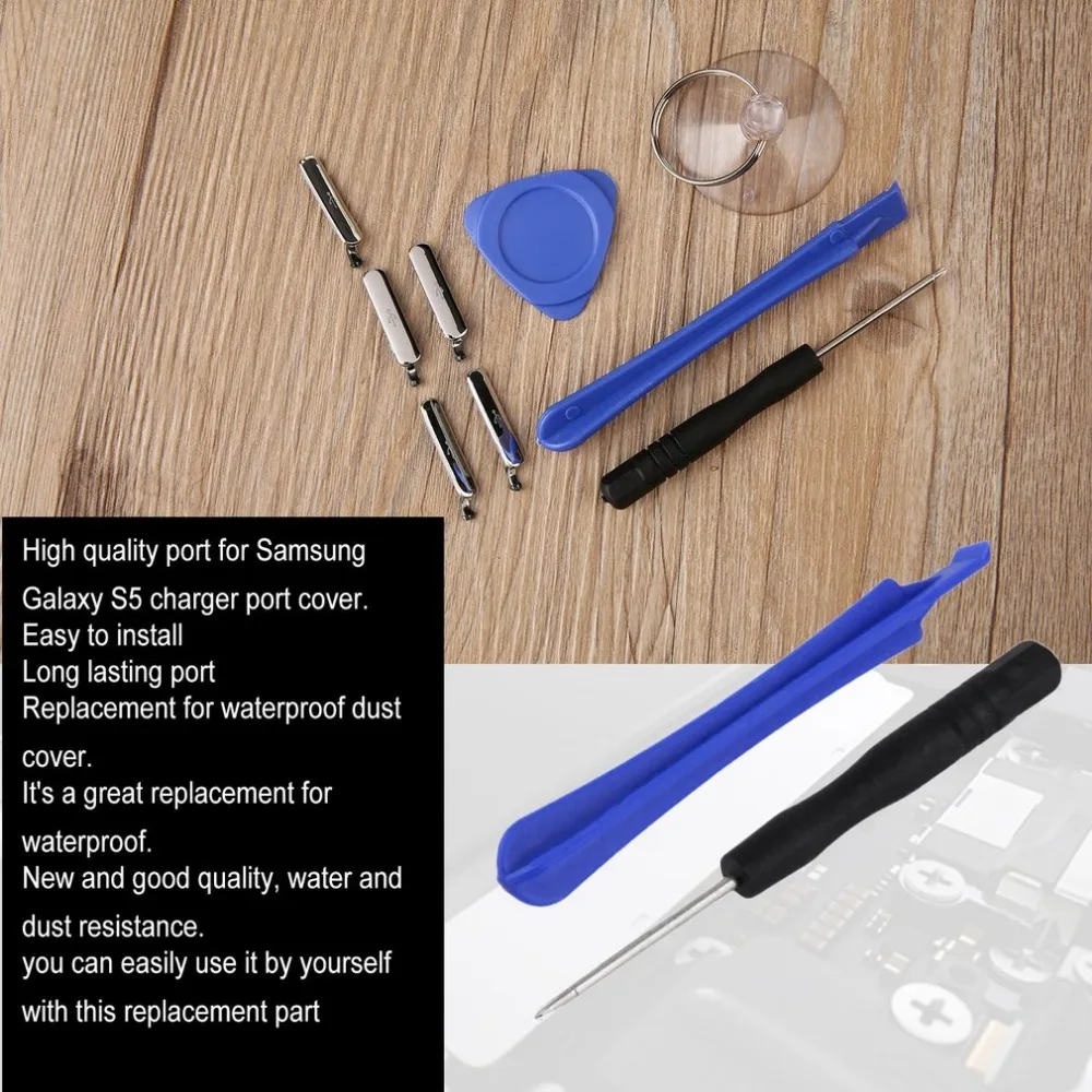 

Metal Silver 5 Pcs dust resistance Tail Dustproof Cap Waterproof USB Charging Port Cover For Samsung Galaxy S5 I9600 G900+ Tools