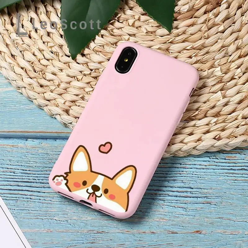 

Cute cartoon corgi dog Phone Case Candy Color for iPhone 11 12 mini pro XS MAX 8 7 6 6S Plus X 5S SE 2020 XR
