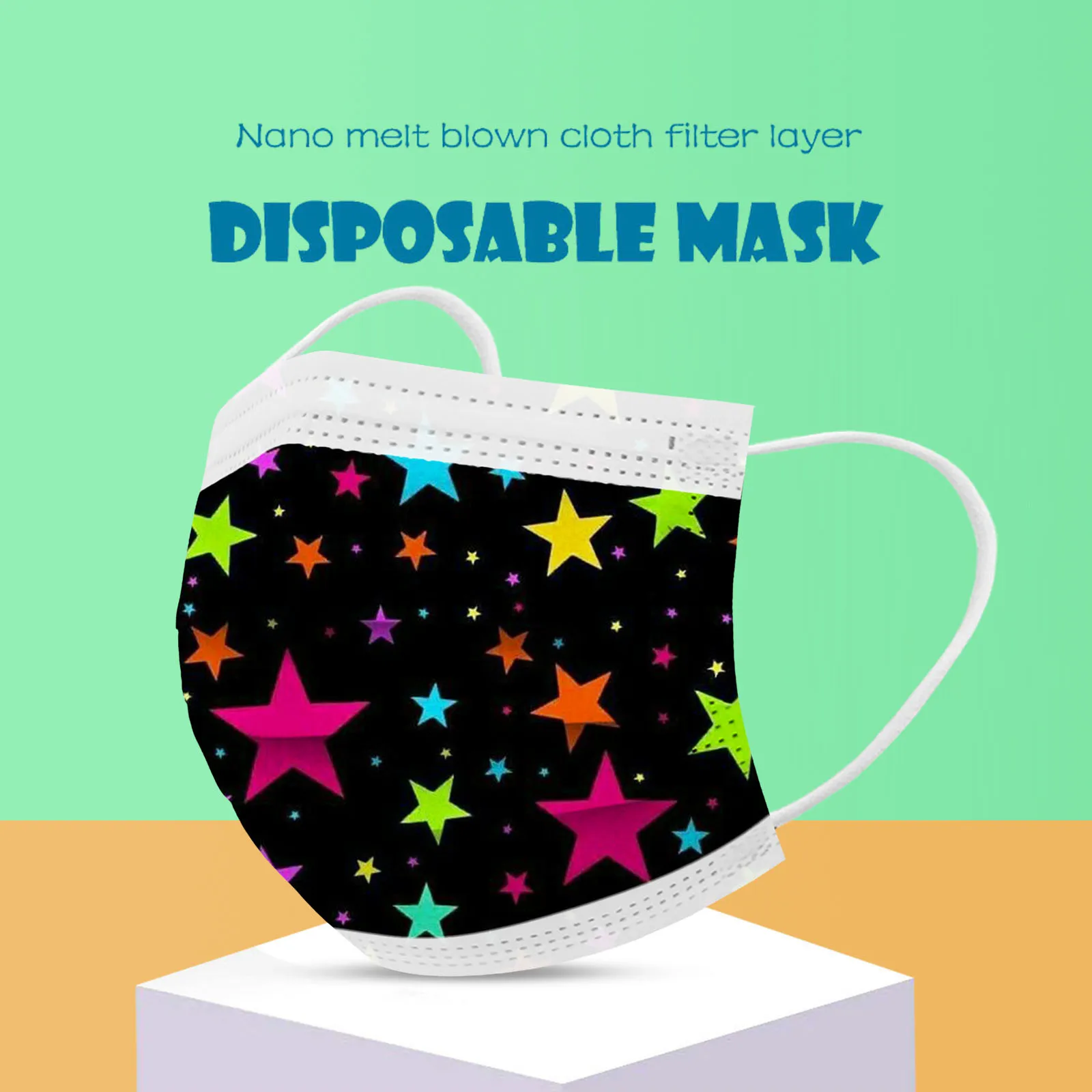 10 шт. детская одноразовая маска с принтом пятиконечной звезды | Тематическая