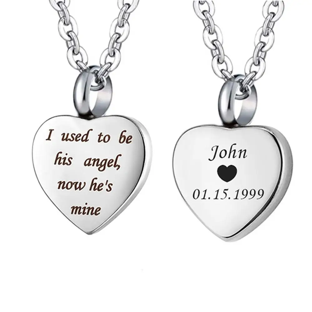 Набор украшений из нержавеющей стали для кремации урна в виде сердца ожерелье