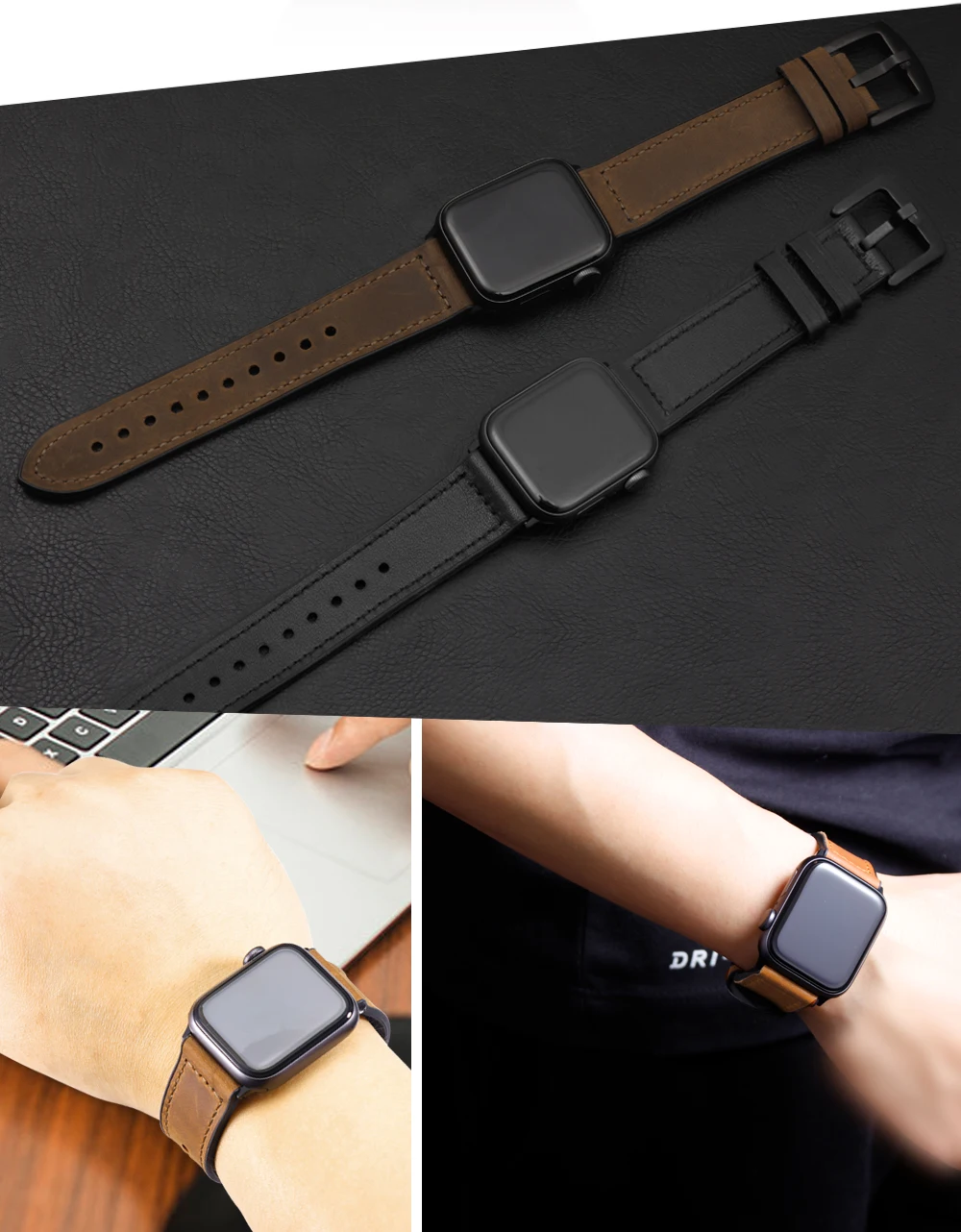 ZLIMSN Гибридный спортивный ремешок для Apple Watch, винтажный кожаный ремешок, сменный ремешок, устойчивый к поту, классический iwatch, серия 4, 3, 44 мм, 42 мм