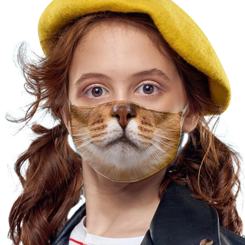 2020 3d Print Cat Face Filter2.5 Mouth Foam Mask Hip Hop Women/men Dust-proof Drinking Fountain For Boys/girls | Безопасность и