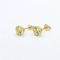 1 pair 3a lemon yellow color zircons stud earrings material 316 l stainless steel never fade allergy free
